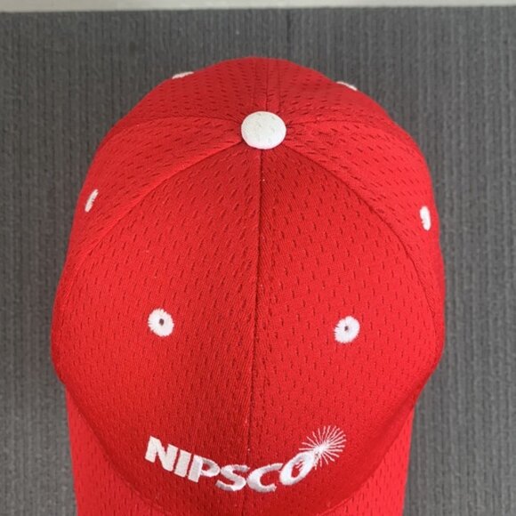 NIPSCO Baseball Hat Cap Mens OSFM Red White Jersey Mesh Strapback Indiana OTTO - Picture 5 of 12